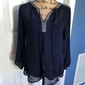 V Neck Embroidery Blouses